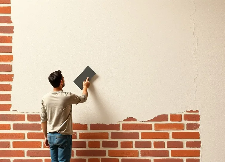 Application d'un enduit décoratif à la lisseuse sur un mur