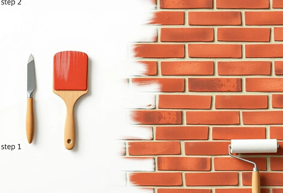 Outils de peinture disposés dans l'ordre des étapes du chantier